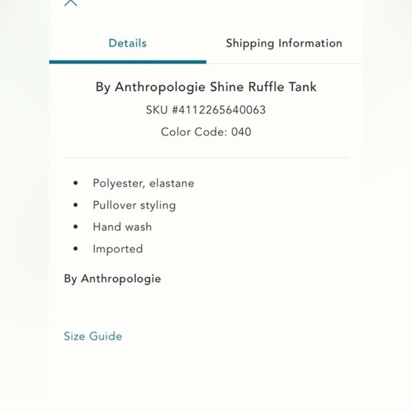 NWT Anthropologie Shine Ruffle Tank- XS - Picture 9 of 9